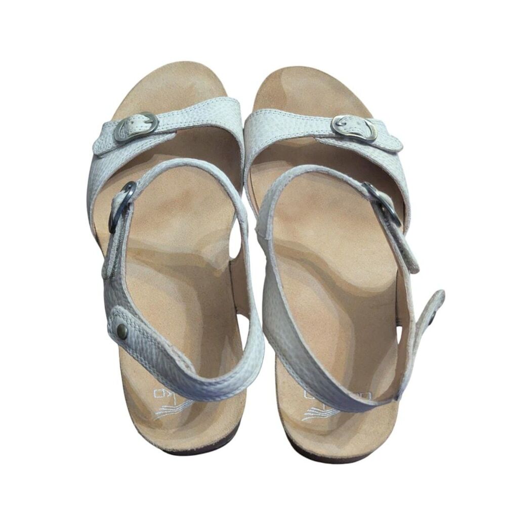 Dansko Fawna EU 41 US 10.5-11 White Snake Print Leather Wedge Sandal Comfort - Picture 3 of 4